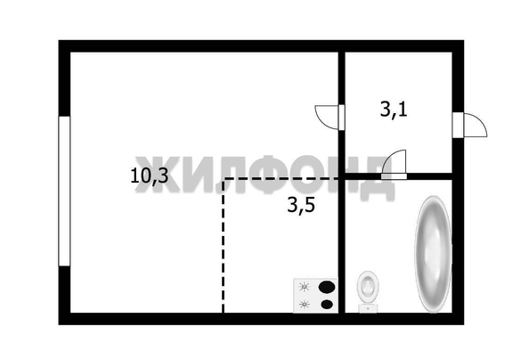 
   Продам студию, 20.4 м², Одоевского ул, 1/8

. Фото 5.