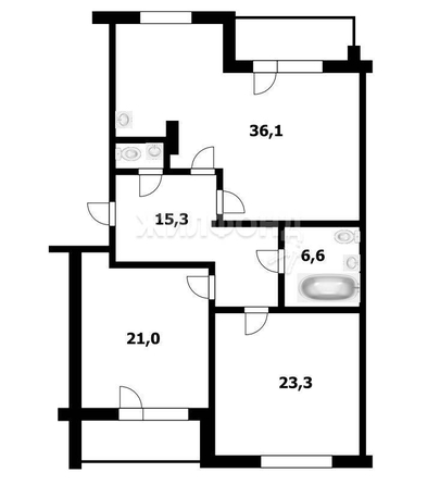 
   Продам 3-комнатную, 107.2 м², , 15

. Фото 1.