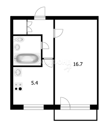 
   Продам 1-комнатную, 30.6 м², Кубовая ул, 112

. Фото 15.