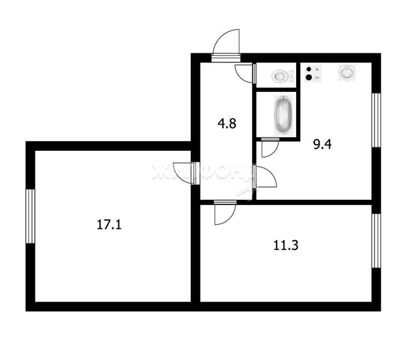 
   Продам 2-комнатную, 44.1 м², Шекспира ул, 7

. Фото 13.