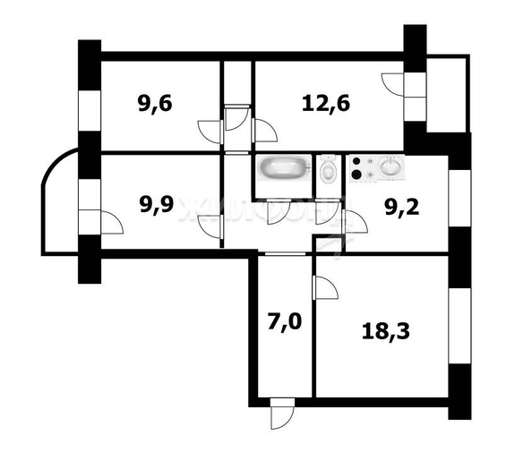 
   Продам 4-комнатную, 81 м², В. Высоцкого ул, 31

. Фото 21.