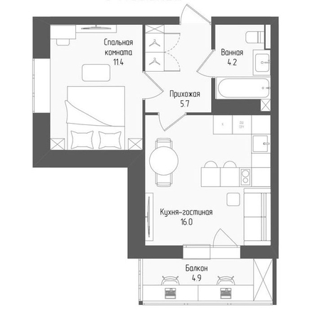 
  Продается 2-комн. квартира 38.8 м², в ЖК Тетрис, корпус 1. Фото 1.