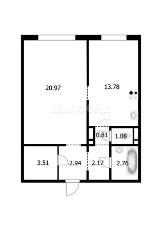 
   Продам 1-комнатную, 48.2 м², Дмитрия Шмонина ул, 1

. Фото 11.