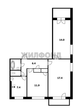 
   Продам 3-комнатную, 61.2 м², Невельского ул, 83

. Фото 8.