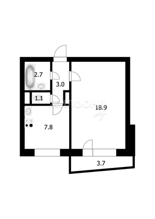 
   Продам 1-комнатную, 33.5 м², Объединения ул, 23

. Фото 15.