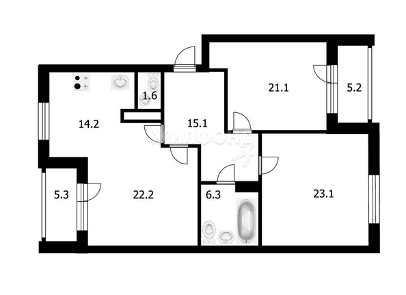 
   Продам 3-комнатную, 108.9 м², , 34

. Фото 23.