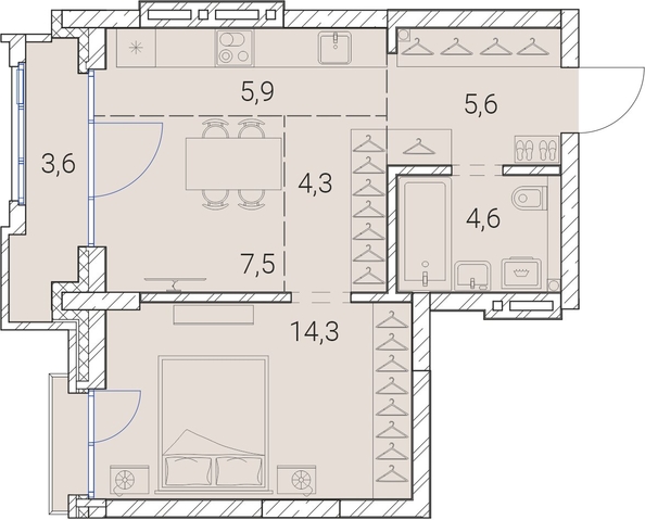 
   Продам 1-комнатную, 45.8 м², Тайм Сквер

. Фото 19.