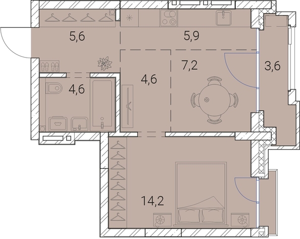 
   Продам 1-комнатную, 45.7 м², Тайм Сквер

. Фото 19.