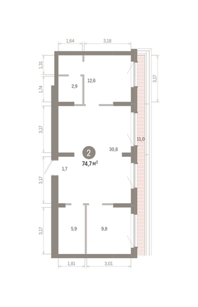 
  Продается 2-комн. квартира 74.7 м², в ЖК Лебедевский квартал, д 1. Фото 1.
