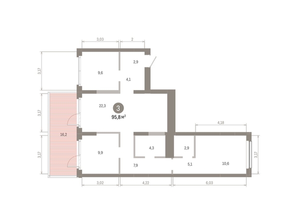 
  Продается 3-комн. квартира 95.8 м², в ЖК Лебедевский квартал, д 1. Фото 3.