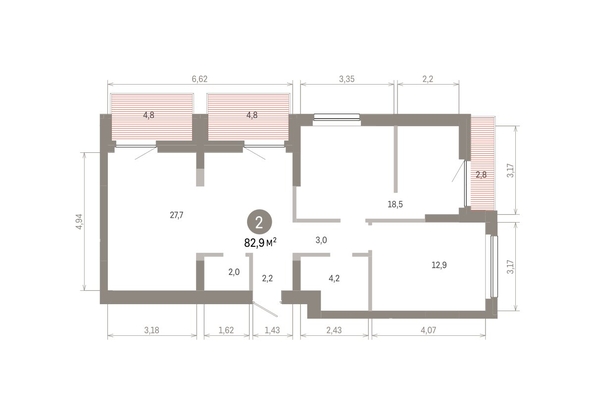 
  Продается 2-комн. квартира, 82.9 м², ЖК Лебедевский квартал, дом 1
. Фото 1.