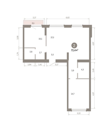 
  Продается 2-комн. квартира, 73.4 м², ЖК Лебедевский квартал, дом 1
. Фото 1.