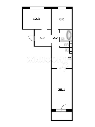 
   Продам 3-комнатную, 59.02 м², Николая Сотникова ул, 3

. Фото 11.