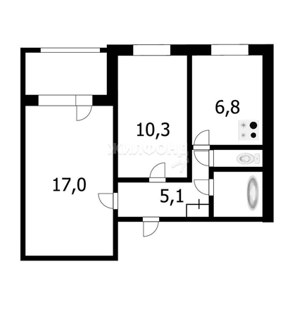 
   Продам 2-комнатную, 43.2 м², Железнодорожная ул, 6/1

. Фото 10.