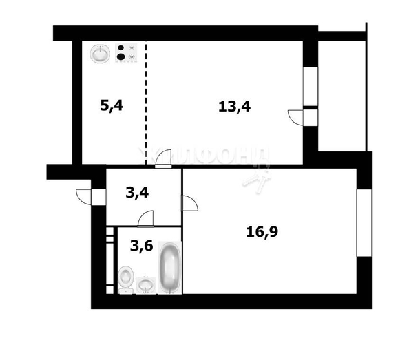 
   Продам 2-комнатную, 42.7 м², Фабричная ул, 65

. Фото 13.