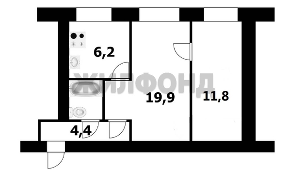 
   Продам 2-комнатную, 45.2 м², Забалуева ул, 39/4

. Фото 10.