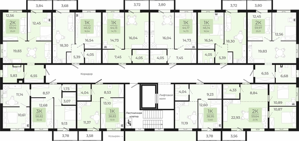 
   Продам 3-комнатную, 58.82 м², Новый парк, II этап дом 2

. Фото 1.