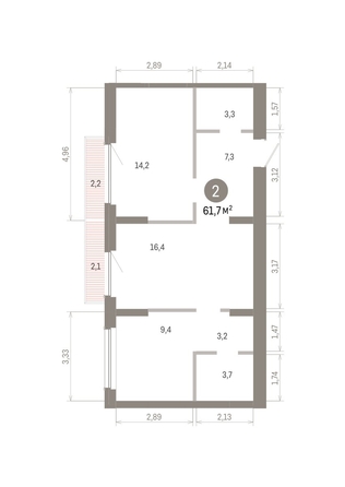 
  Продается 2-комн. квартира 61.7 м², в ЖК Пшеница, 6.1. Фото 2.
