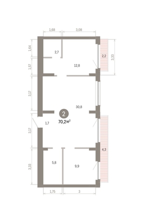 
  Продается 2-комн. квартира 70.16 м², в ЖК Пшеница, 6.1. Фото 2.