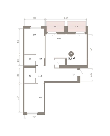 
  Продается 2-комн. квартира 95.58 м², в ЖК Пшеница, 6.1. Фото 2.