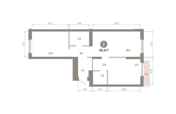
  Продается 2-комн. квартира 66.42 м², в ЖК Пшеница, 6.1. Фото 1.