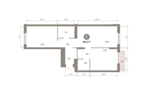 
  Продается 2-комн. квартира 66.51 м², в ЖК Пшеница, 6.1. Фото 2.