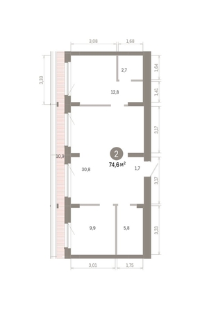 
  Продается 2-комн. квартира 74.62 м², в ЖК Пшеница, 6.1. Фото 1.