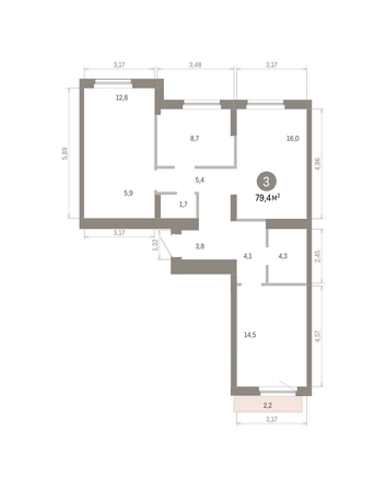 
  Продается 3-комн. квартира 79.38 м², в ЖК Пшеница, 6.1. Фото 1.