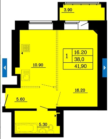 
   Продам 1-комнатную, 41.9 м², Малиновского, дом 16, корпус 1, этап 2

. Фото 2.