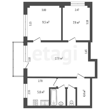 
   Продам 3-комнатную, 49.2 м², Крутогорская 1-я ул, 21

. Фото 1.