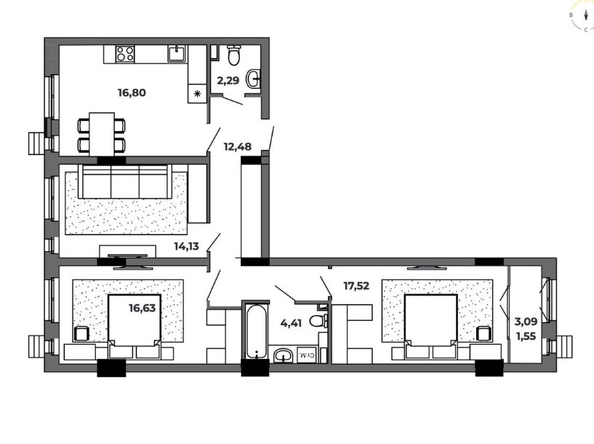 
   Продам 3-комнатную, 85.81 м², Красный Пахарь

. Фото 2.