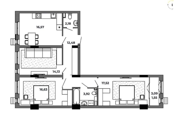 
   Продам 3-комнатную, 84.98 м², Красный Пахарь

. Фото 2.