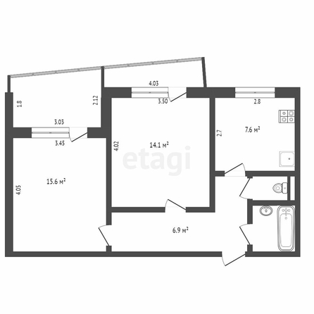 
  Продается 2-комн. квартира, 52.4 м², Крупской ул, д. 23
. Фото 5.