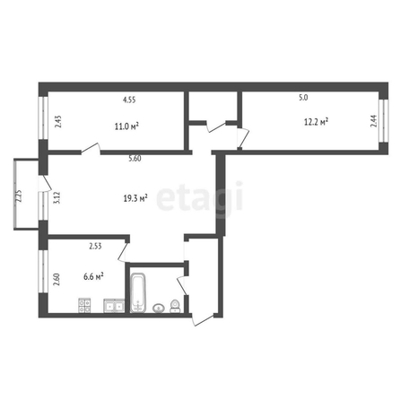 
  Продается 3-комн. квартира, 58.9 м², Багратиона ул, д. 9
. Фото 5.