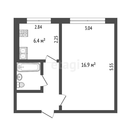 
  Продается 1-комн. квартира, 32.7 м², Бородина ул, д. 4/1
. Фото 5.