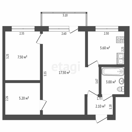 
  Продается 2-комн. квартира, 41.1 м², Космический пр-кт, д. 43
. Фото 5.