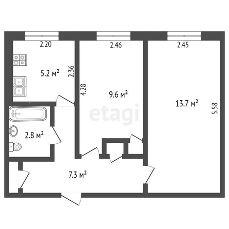 
  Продается 2-комн. квартира, 40.2 м², Чередовая 6-я ул, д. 102
. Фото 5.