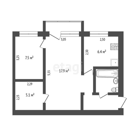 
  Продается 2-комн. квартира, 43 м², Петухова б-р, д. 5
. Фото 5.