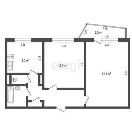 
  Продается 2-комн. квартира, 52.3 м², Крупской ул, д. 23
. Фото 5.
