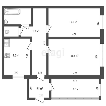 
  Продается 2-комн. квартира, 53 м², Косенкова ул, д. 47
. Фото 5.
