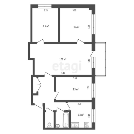 
  Продается 4-комн. квартира, 60.3 м², 14-й военный городок, д. 82
. Фото 5.