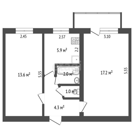 
  Продается 2-комн. квартира, 44.4 м², Кордная 5-я ул, д. 13
. Фото 5.