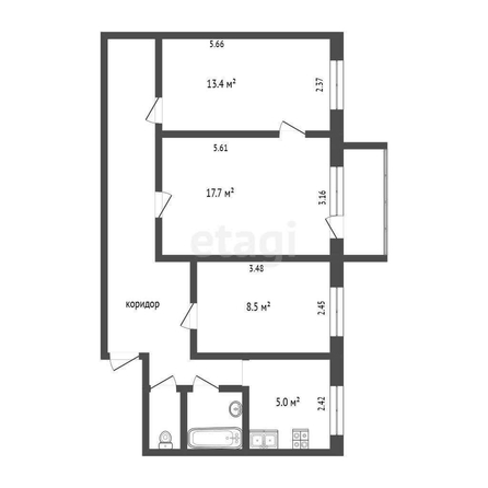 
  Продается 3-комн. квартира, 54.4 м², Энтузиастов ул, д. 15
. Фото 5.