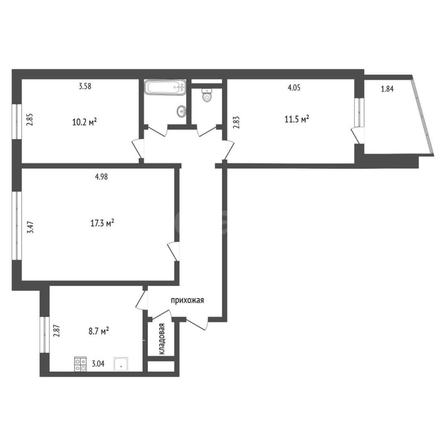 
  Продается 3-комн. квартира, 62.7 м², Зеленый пер, д. 10/2
. Фото 4.