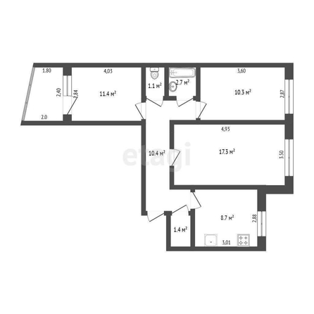
  Продается 3-комн. квартира, 63.3 м², Рокоссовского ул, д. 2
. Фото 5.