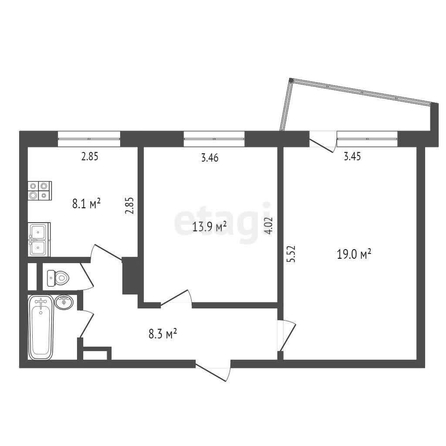 
  Продается 2-комн. квартира, 55.2 м², Маргелова ул, д. 357
. Фото 5.