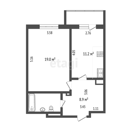 
  Продается 1-комн. квартира, 44.1 м², Комкова ул, д. 8/1
. Фото 5.