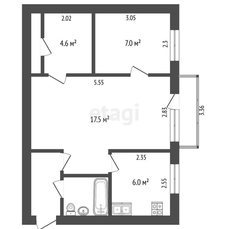
  Продается 2-комн. квартира, 43 м², Учебная ул, д. 185
. Фото 5.