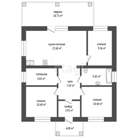 
  Продается дом, 100 м², деревня Пушкино
. Фото 5.