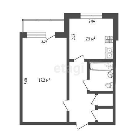 
  Продается 1-комн. квартира, 35.8 м², Бородина ул, д. 15
. Фото 5.